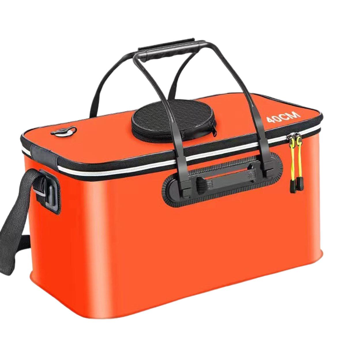 Portable Folding EVA Fishing Bucket Multi Use Live Fish Container with Strap - Orange-45cm