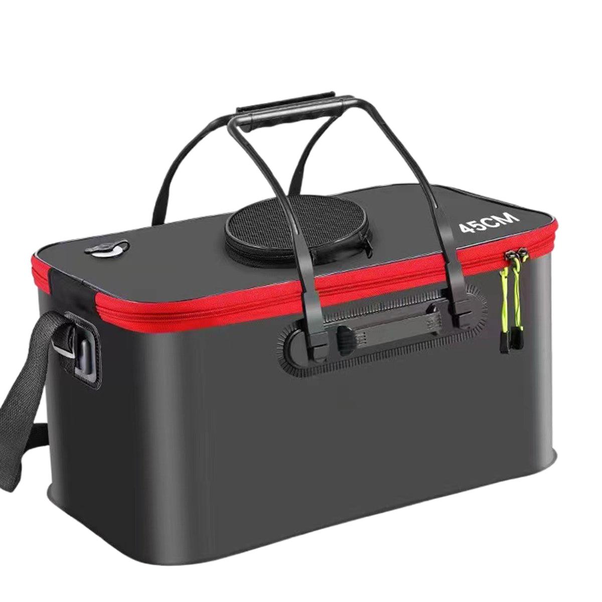 Portable Folding EVA Fishing Bucket Multi Use Live Fish Container with Strap - Orange-45cm