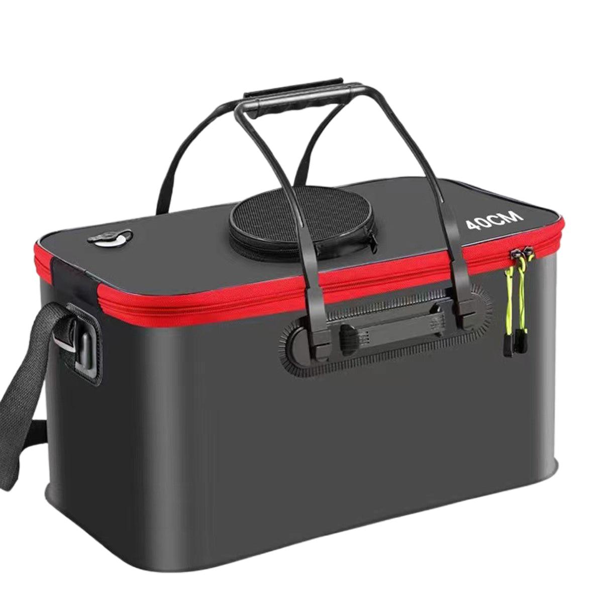 Portable Folding EVA Fishing Bucket Multi Use Live Fish Container with Strap - Orange-50cm