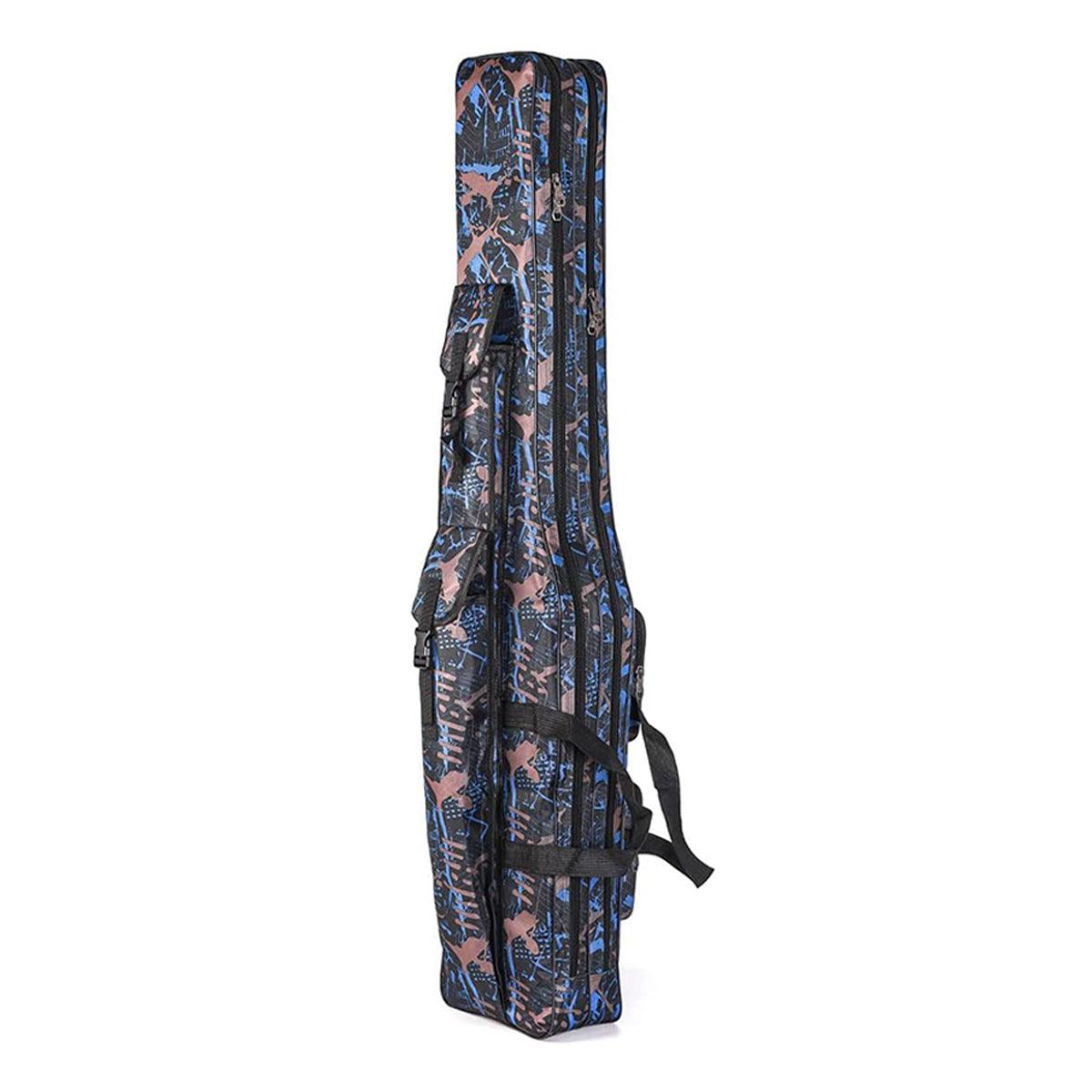 130cm Big Belly Fishing Tackle Bag Rod Storage Carry Case Outdoor Fishing Bag - Deep blue camouflage