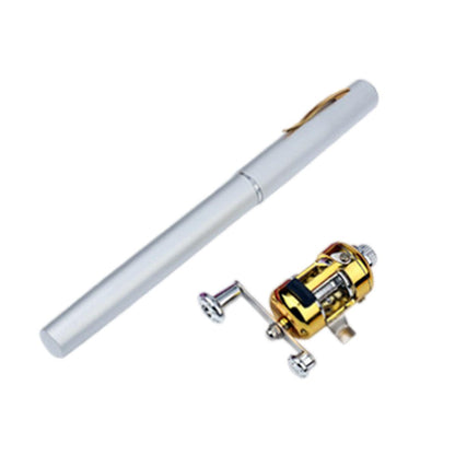 Mini Pen Fishing Rod Pocket Size Portable Telescopic Travel Fishing Pole Tool - Silver