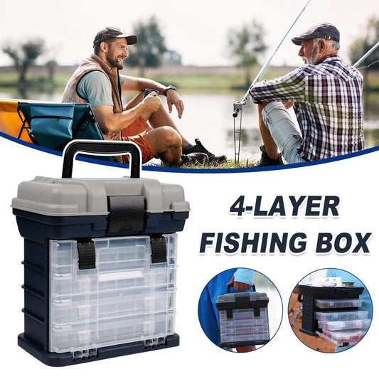 Removable 4 Tray Heavy Duty Fishing Tackle Box Storage Organizer for Tackle