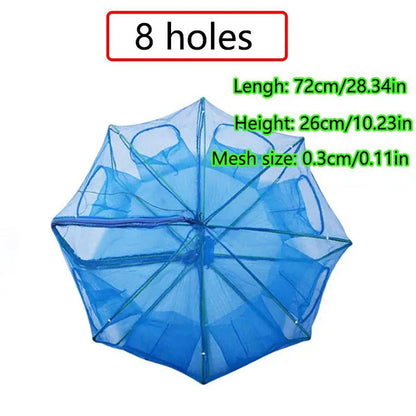 6/8/10 Holes Fishing Net Small Foldable Square Folding Shrimp Eel Lobster Trap - 10Holes