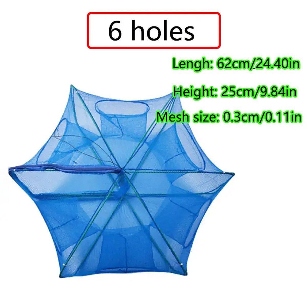 6/8/10 Holes Fishing Net Small Foldable Square Folding Shrimp Eel Lobster Trap - 8Holes