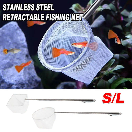 Retractable Fish Net for Fish Tank Pocket Fishing Net with Handle Aquarium Tools - Square-L