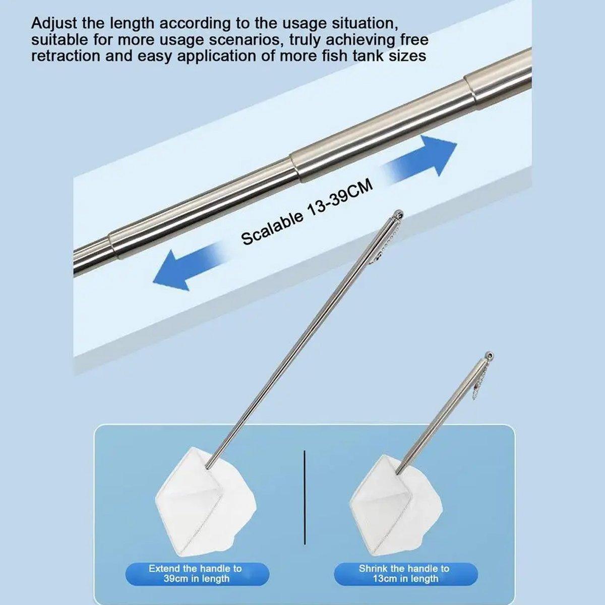 Retractable Fish Net for Fish Tank Pocket Fishing Net with Handle Aquarium Tools - Square-S