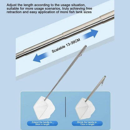 Retractable Fish Net for Fish Tank Pocket Fishing Net with Handle Aquarium Tools - Round-L