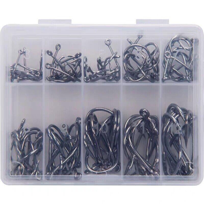 Fishing Hooks Octopus Style 100pcs Chemically Sharpened Assorted Sizes 3-12 - Gold