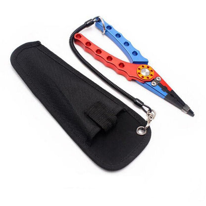 Aluminium Fishing Pliers Hook Removal Line Cutting Mono Braid Fish Grip Au Stock - Blue+Red