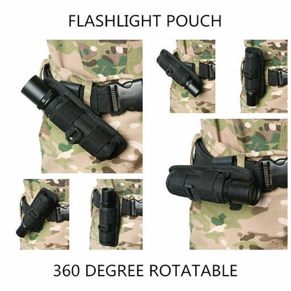 Portable Outdoor Military Flashlight Bag Pouch Tactical Case Holster Belt Holder - Green