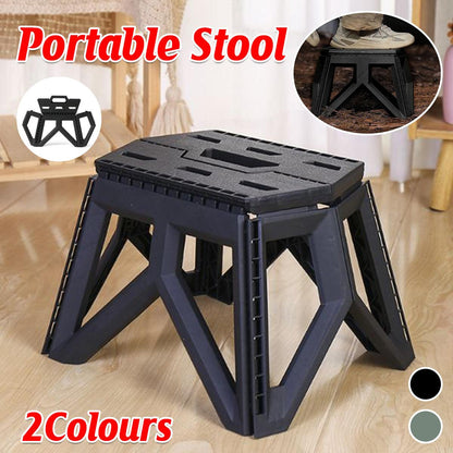 Foldable Stool Portable Fishing Stool Compact Folding Small Bench Outdoor Seat - Black