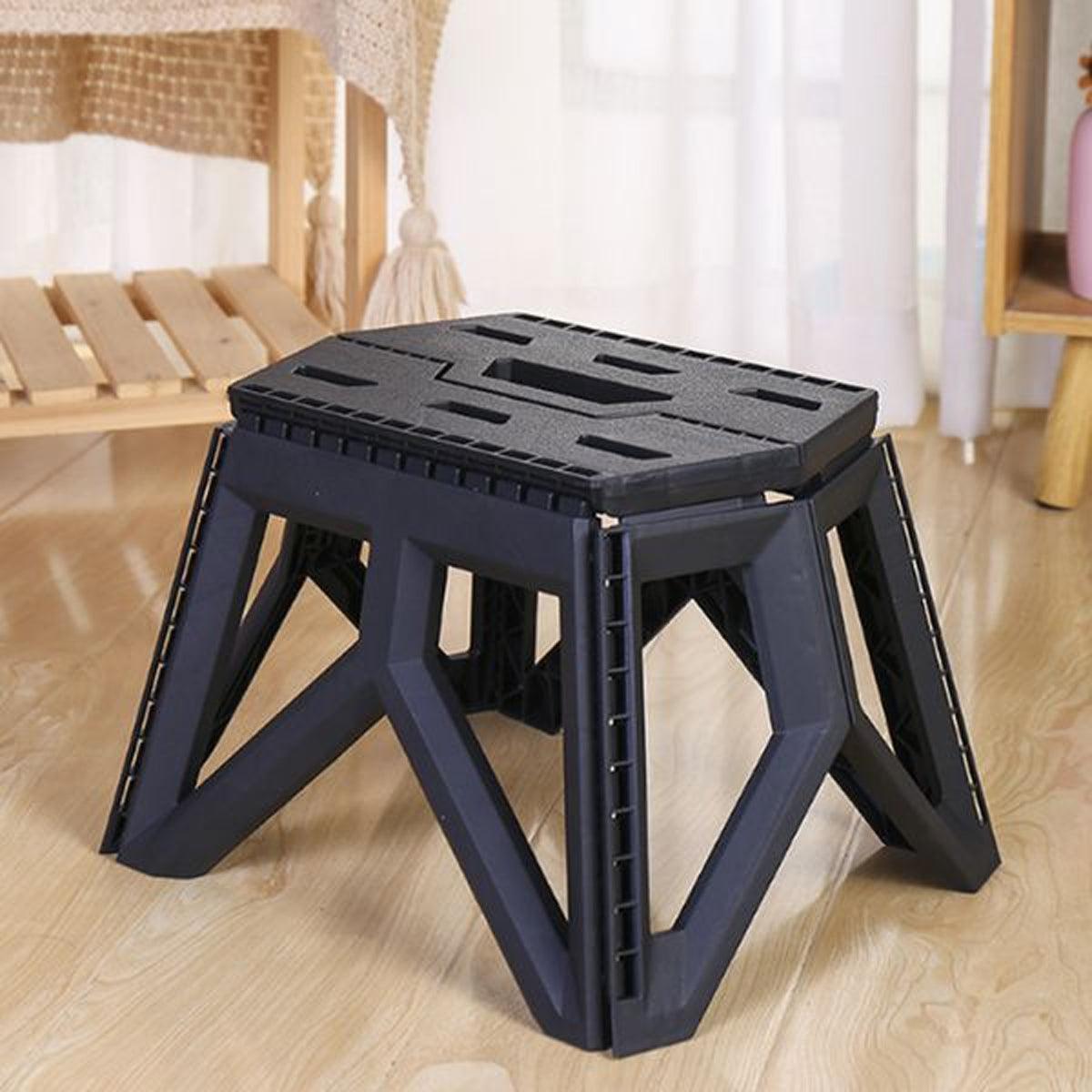 Foldable Stool Portable Fishing Stool Compact Folding Small Bench Outdoor Seat - Black