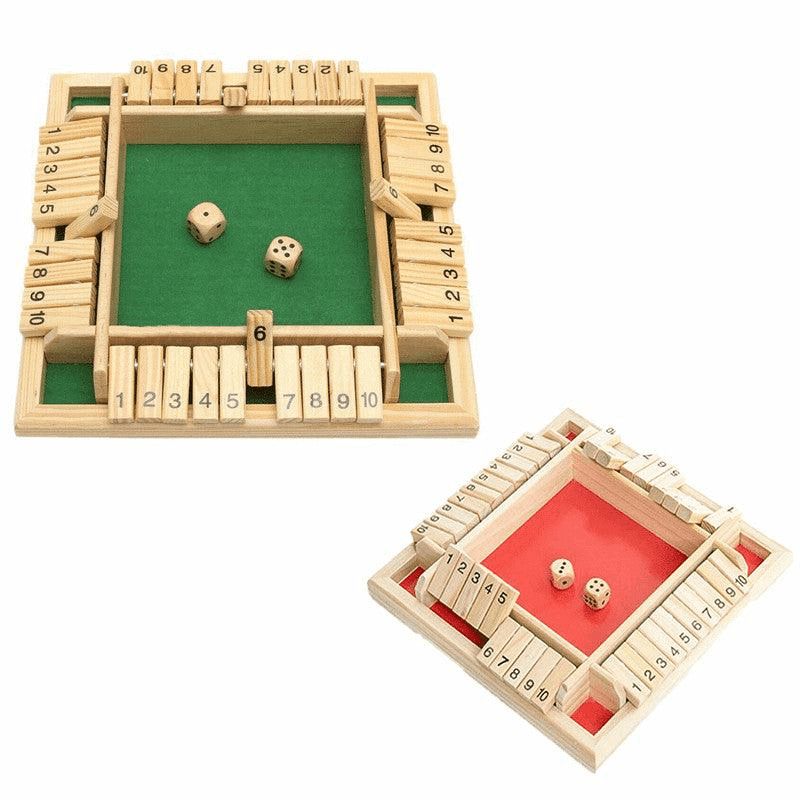 Shut The Box Game Wooden Board Number Drinking Dice Toy Family Traditional Au Dm - Red #1