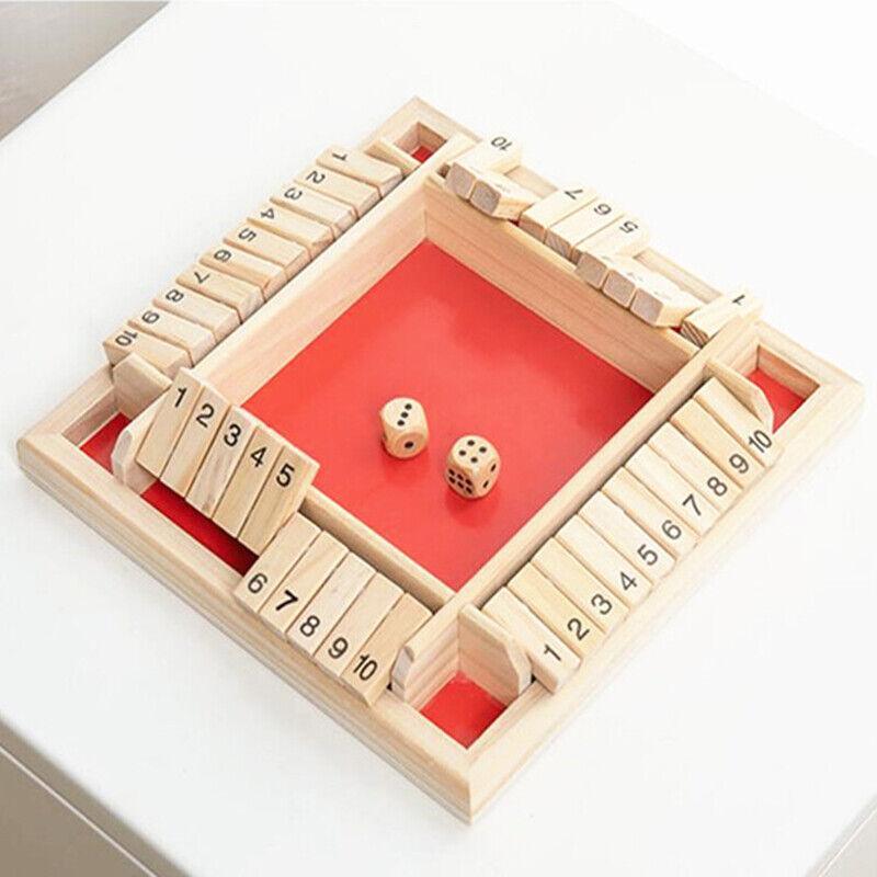 Shut The Box Game Wooden Board Number Drinking Dice Toy Family Traditional Au Dm - Red #1