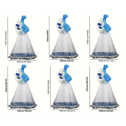 Frisbee Hand Casting Fishing Net Easy Throw Bait Net Swinging Tackle Gear - 240cm