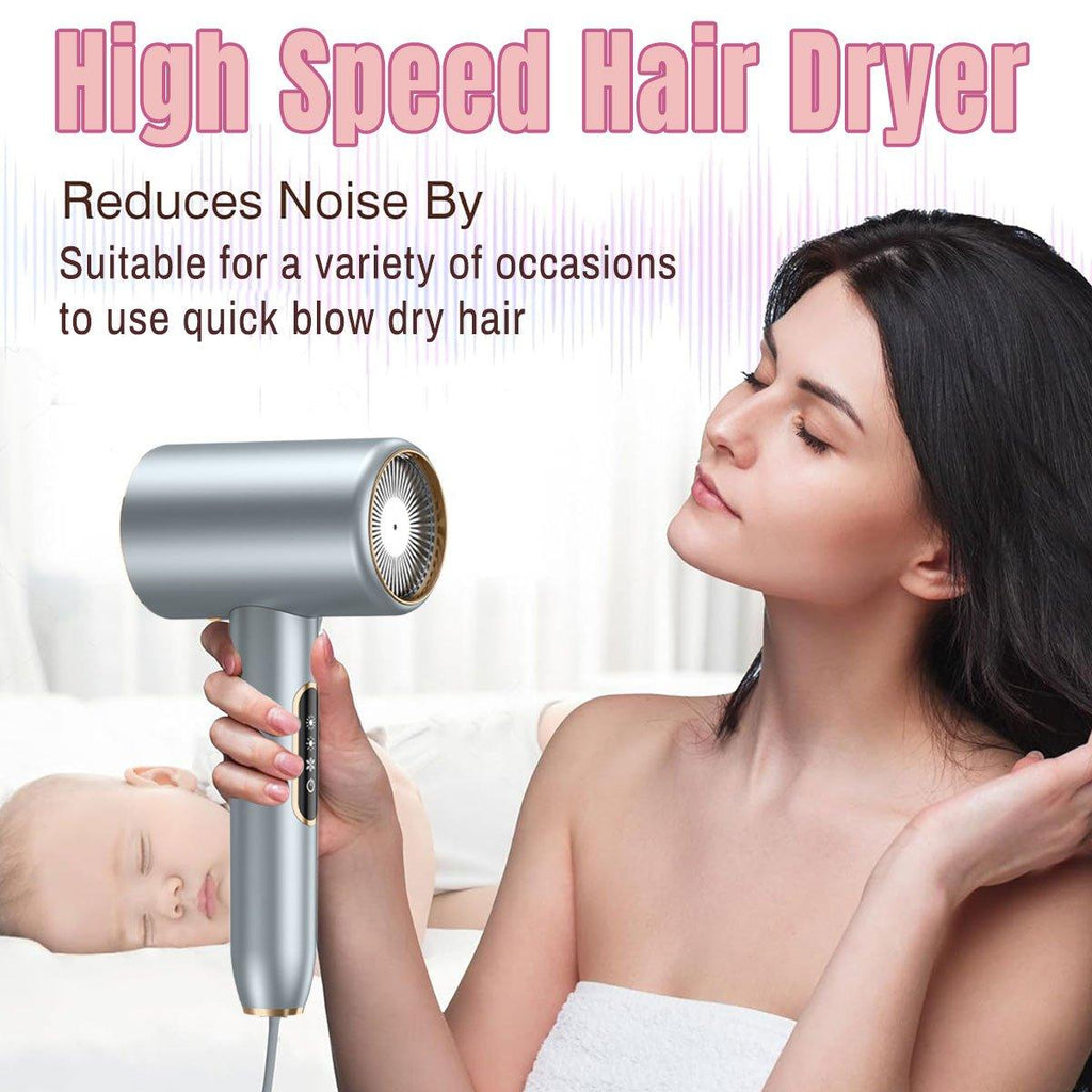 Hair Dryer Lightweight Blue Ray Quiet 2400W | High-Speed Motor | No-Burn &amp; Shine Protection