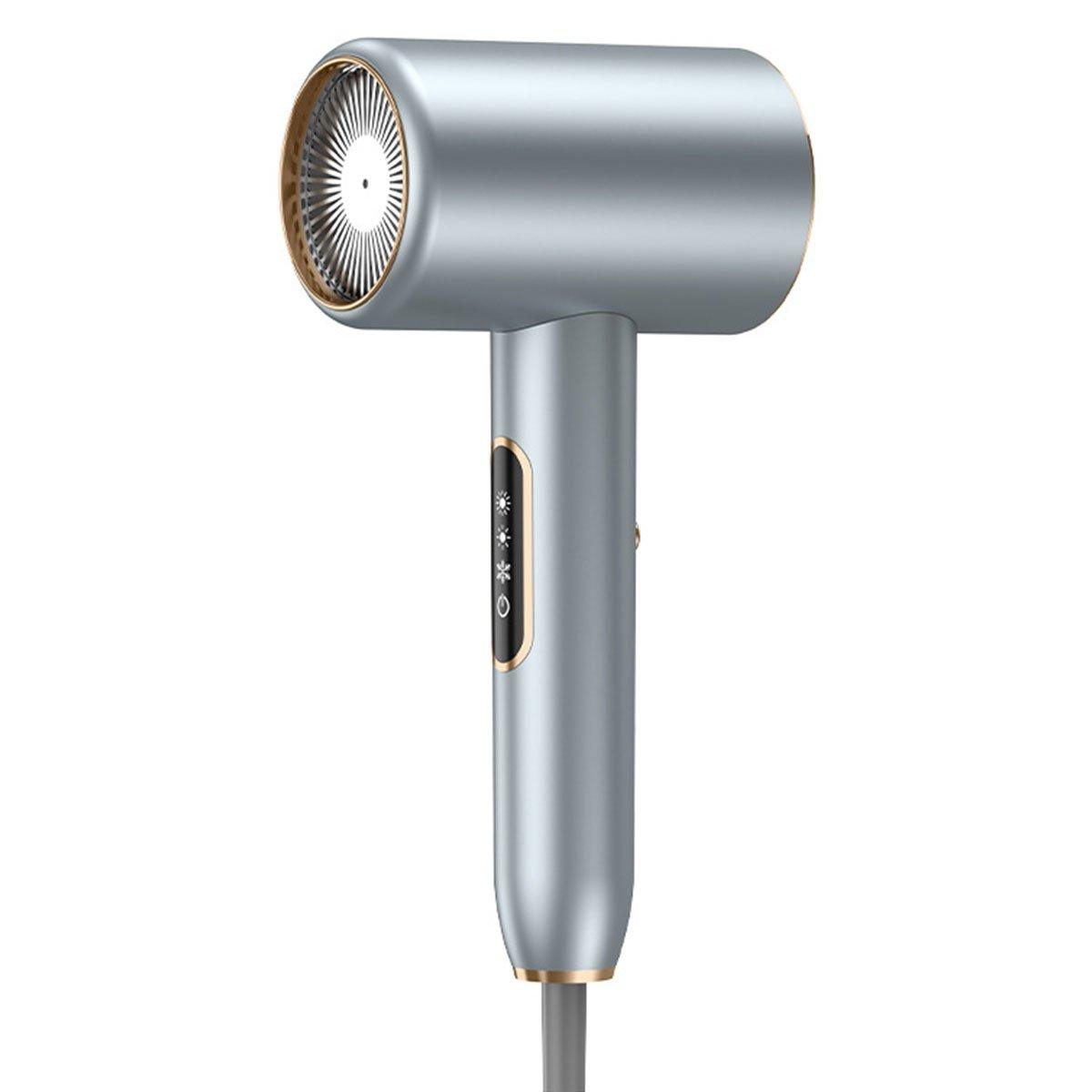 Silver hair dryer on a white background
