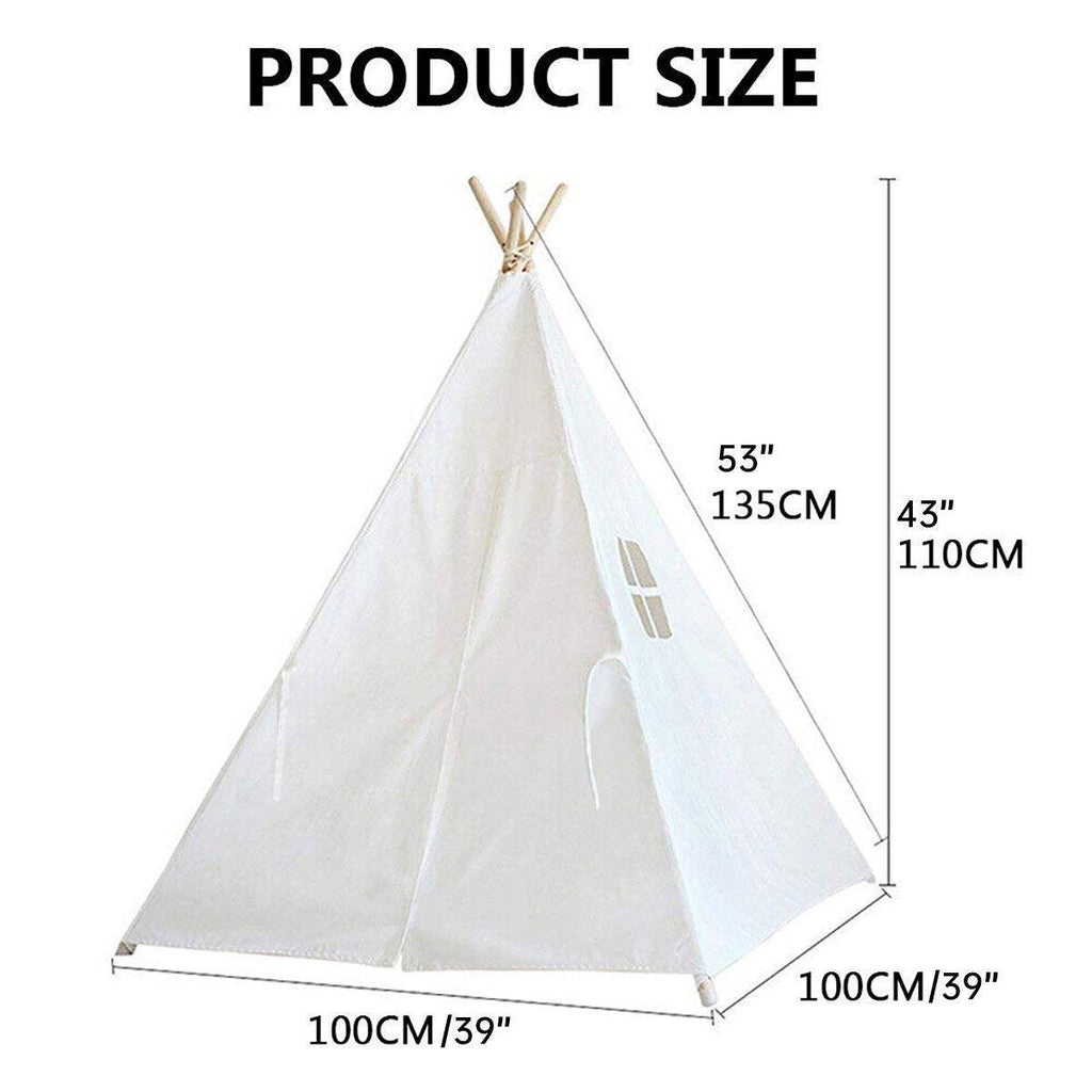 Large Cotton Canvas Teepee Tent Pretend Play House for Boy and Girls Wigwam Gift