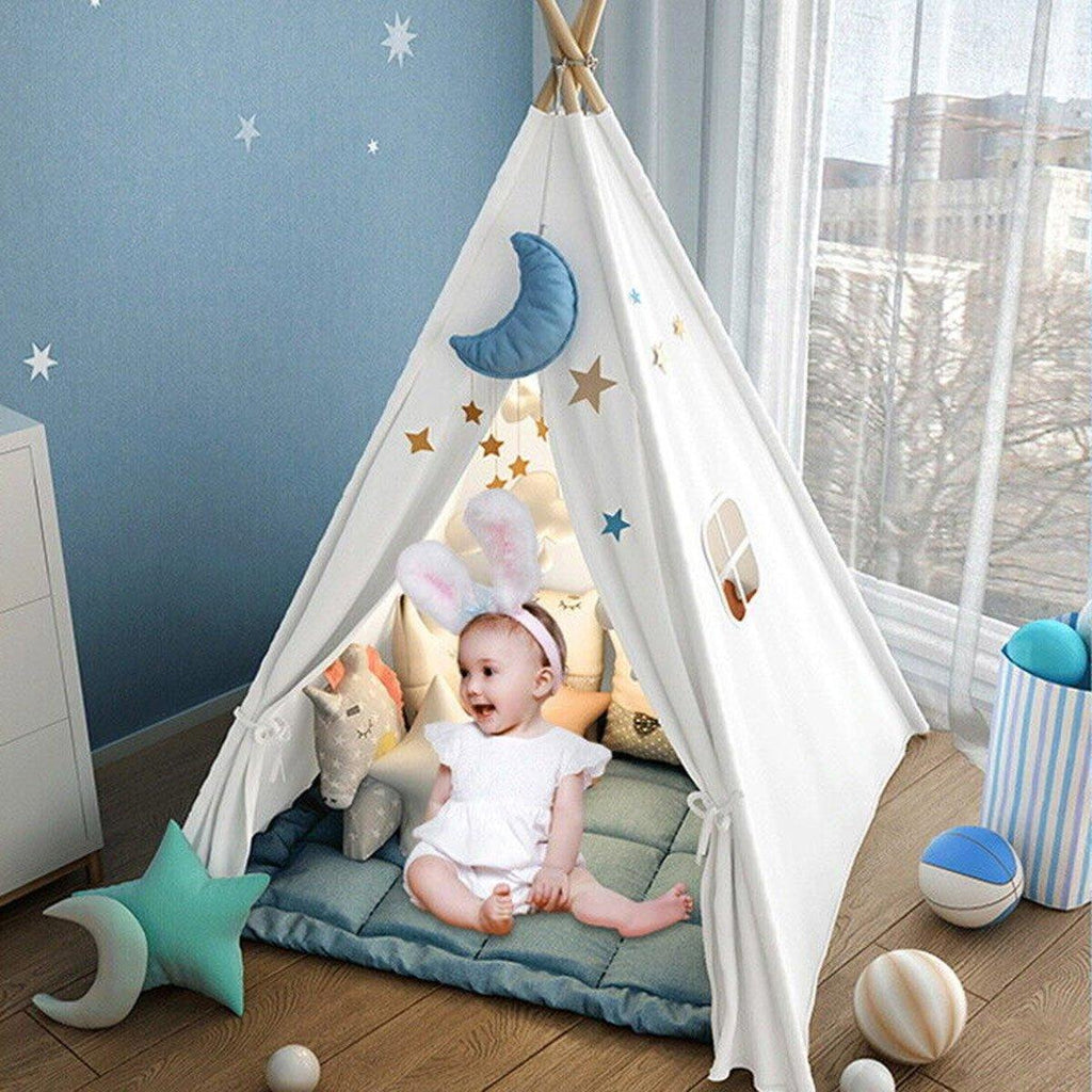 Large Cotton Canvas Teepee Tent Pretend Play House for Boy and Girls Wigwam Gift