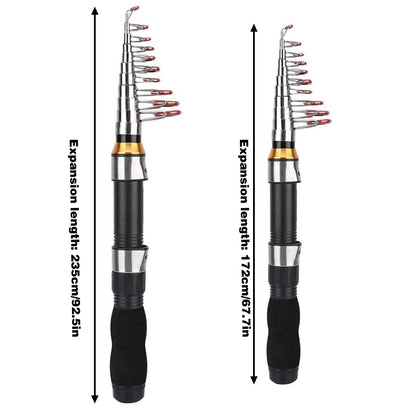 Portable Mini Fishing Rod Fishing Gear Compact Travel Rods for Outdoor Sports - 235cm