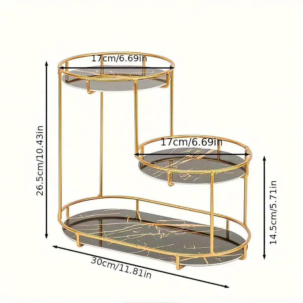 Round Multi-Tier Metal Storage Rack for Bathroom Vanity Kitchen Storage Rack - Black