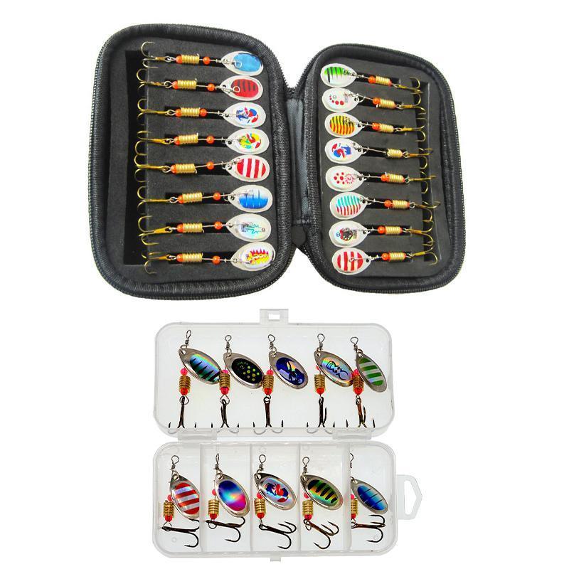 10/16PCS Fishing Lure Spinners Baits Spoon Set with Tackle Bag Trout Bass Tackle - A(16PCS)