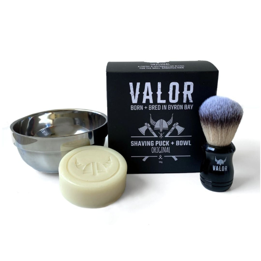 Shaving Kit Gift Set - Organic Soap Bowl Brush Australian Vegan