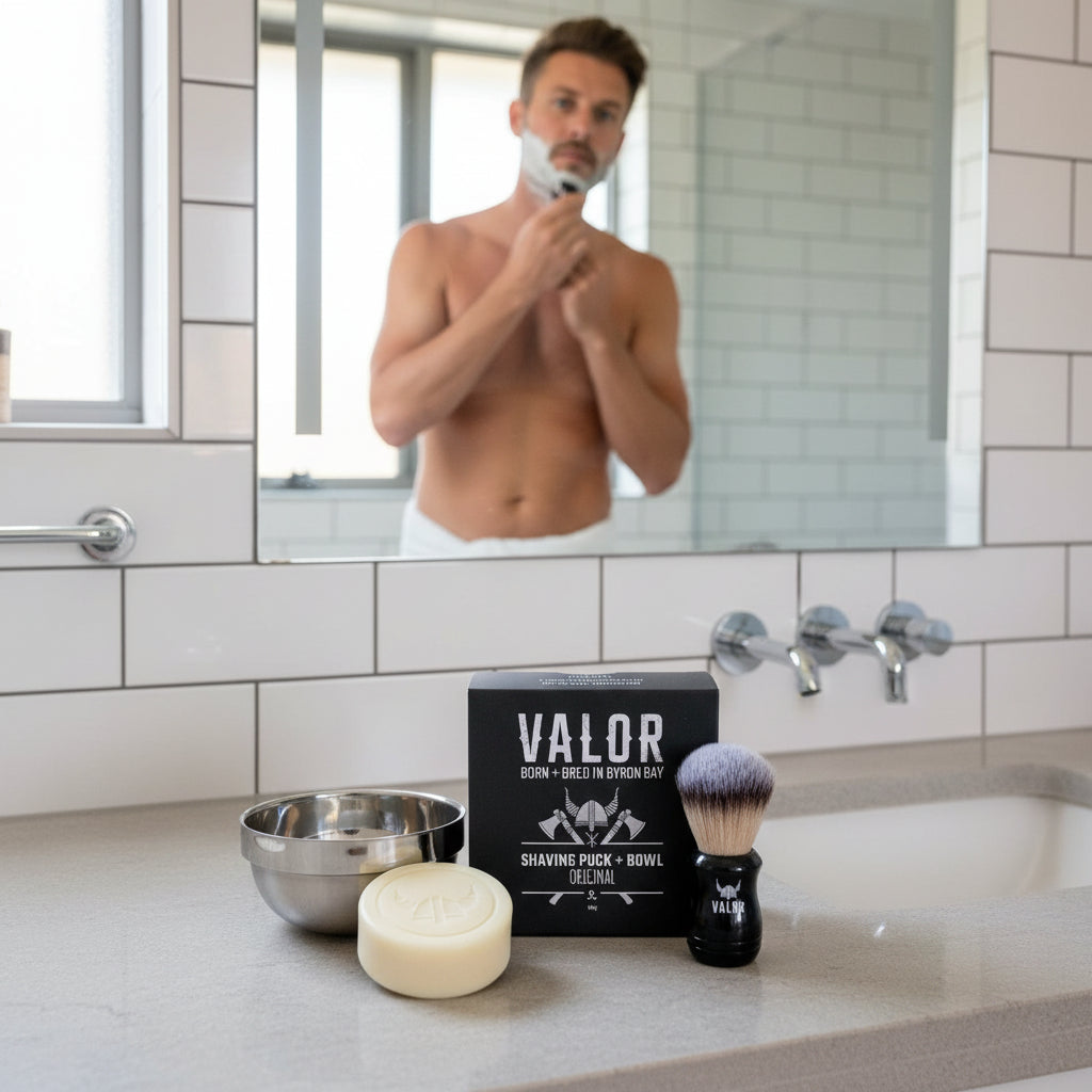 Shaving Kit Gift Set - Organic Soap Bowl Brush Australian Vegan