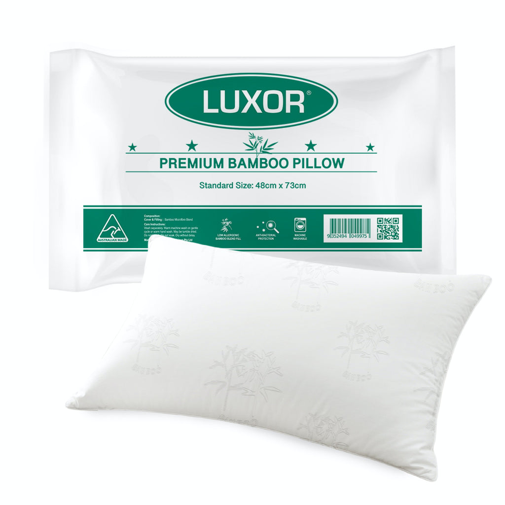 Luxor Australian Made Bamboo Cooling Pillow Standard Size Single Pack - Bens Market Place