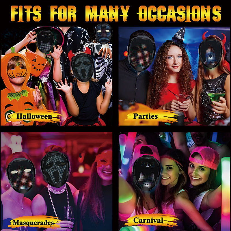 Rechargeable LED Face Mask with 80 Patterns | Gesture Control | Party and Cosplay Accessory