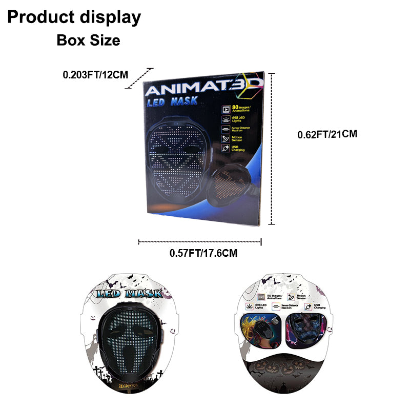 Rechargeable LED Face Mask with 80 Patterns | Gesture Control | Party and Cosplay Accessory