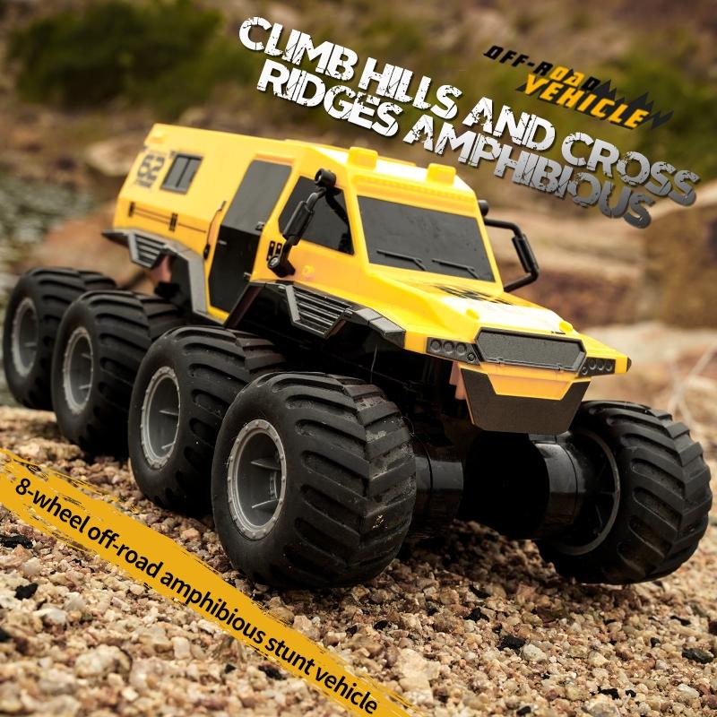 Amphibious Rc Vehicle with Eight Wheels - Black