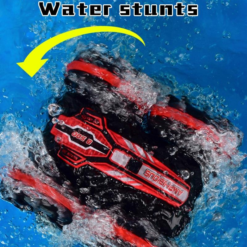 Amphibious Stunt RC Car | Double-Sided Rolling | 2.4G Remote Control | Waterproof | Kids’ Electric Toy | Red