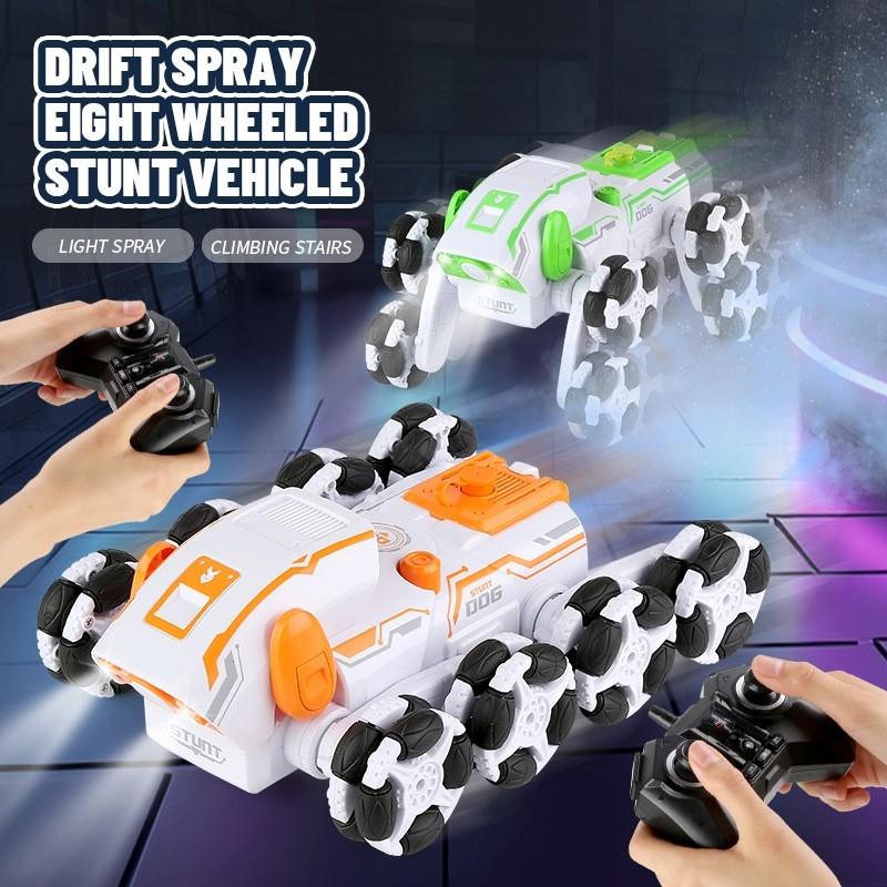 Intelligent 8-wheel Stunt Vehicle with Remote Control - Orange