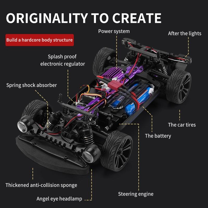 High Speed Electric Drift Rc Car - 4wd Muscle - Grey