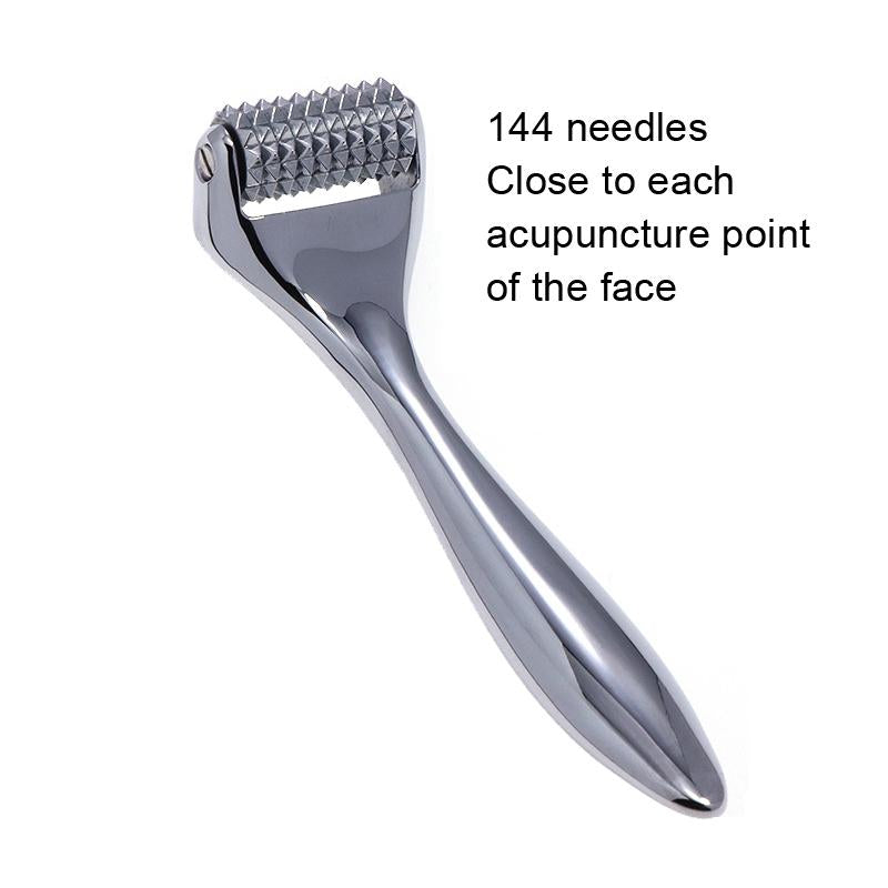Facial Massager Roller for Slimming Face Silver | 144 Needle Acupoint Roller | Anti-Wrinkle & Skin Tightening