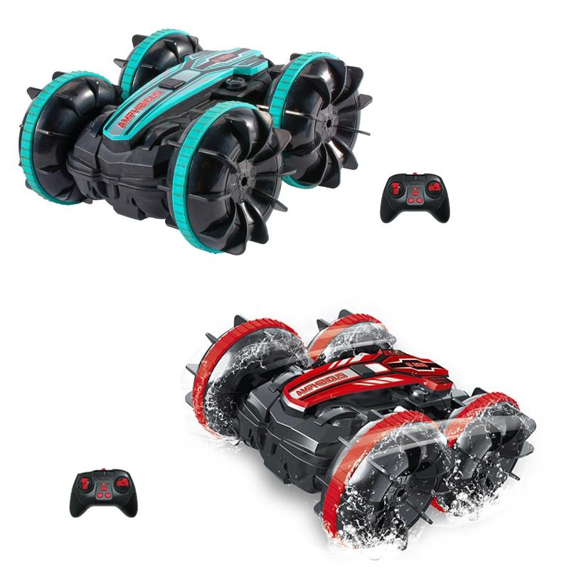 Amphibious Stunt RC Car | Double-Sided Rolling | 2.4G Remote Control | Waterproof | Kids’ Electric Toy | Green