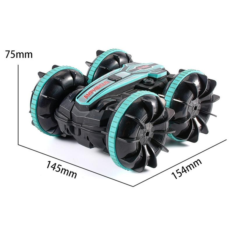 Amphibious Stunt RC Car | Double-Sided Rolling | 2.4G Remote Control | Waterproof | Kids’ Electric Toy | Green