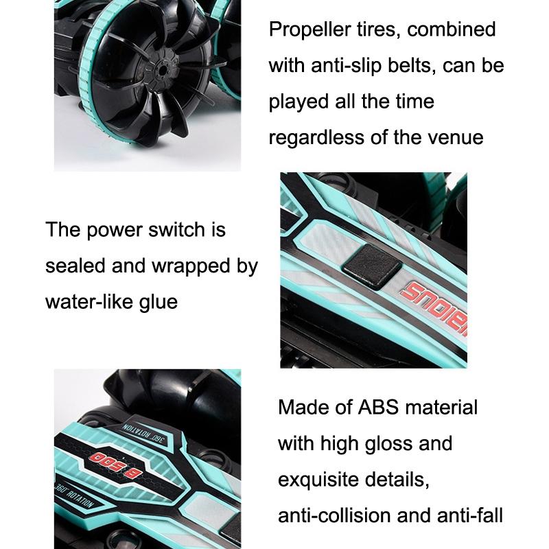 Amphibious Stunt RC Car | Double-Sided Rolling | 2.4G Remote Control | Waterproof | Kids’ Electric Toy | Green