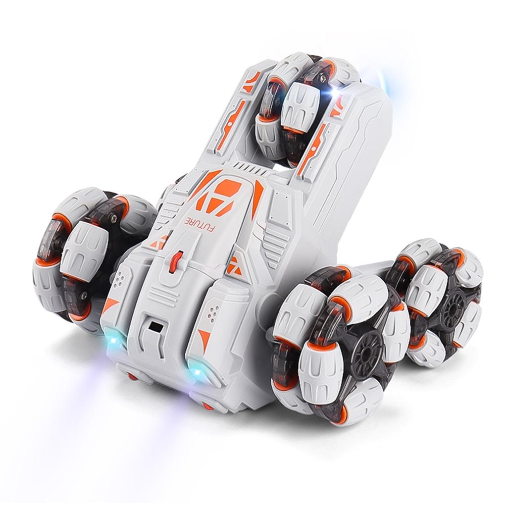 360° Swing Arm RC Car – 5‑Wheel Multifunctional Stunt Car with 2.4GHz Control (Grey)