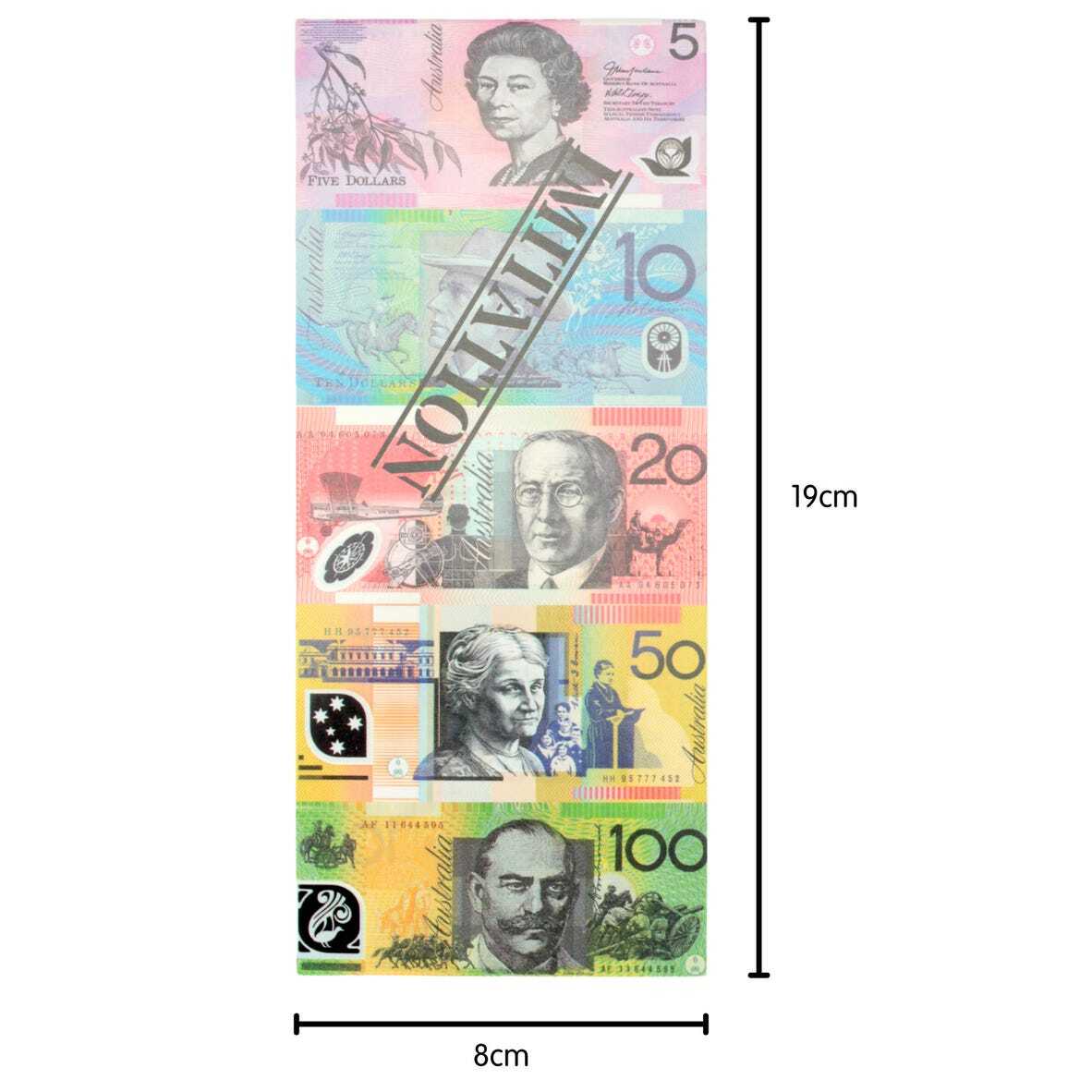 Assorted Dollar Australian Souvenir Note Pad - Fake AUD Money 50 Sheets Play Money