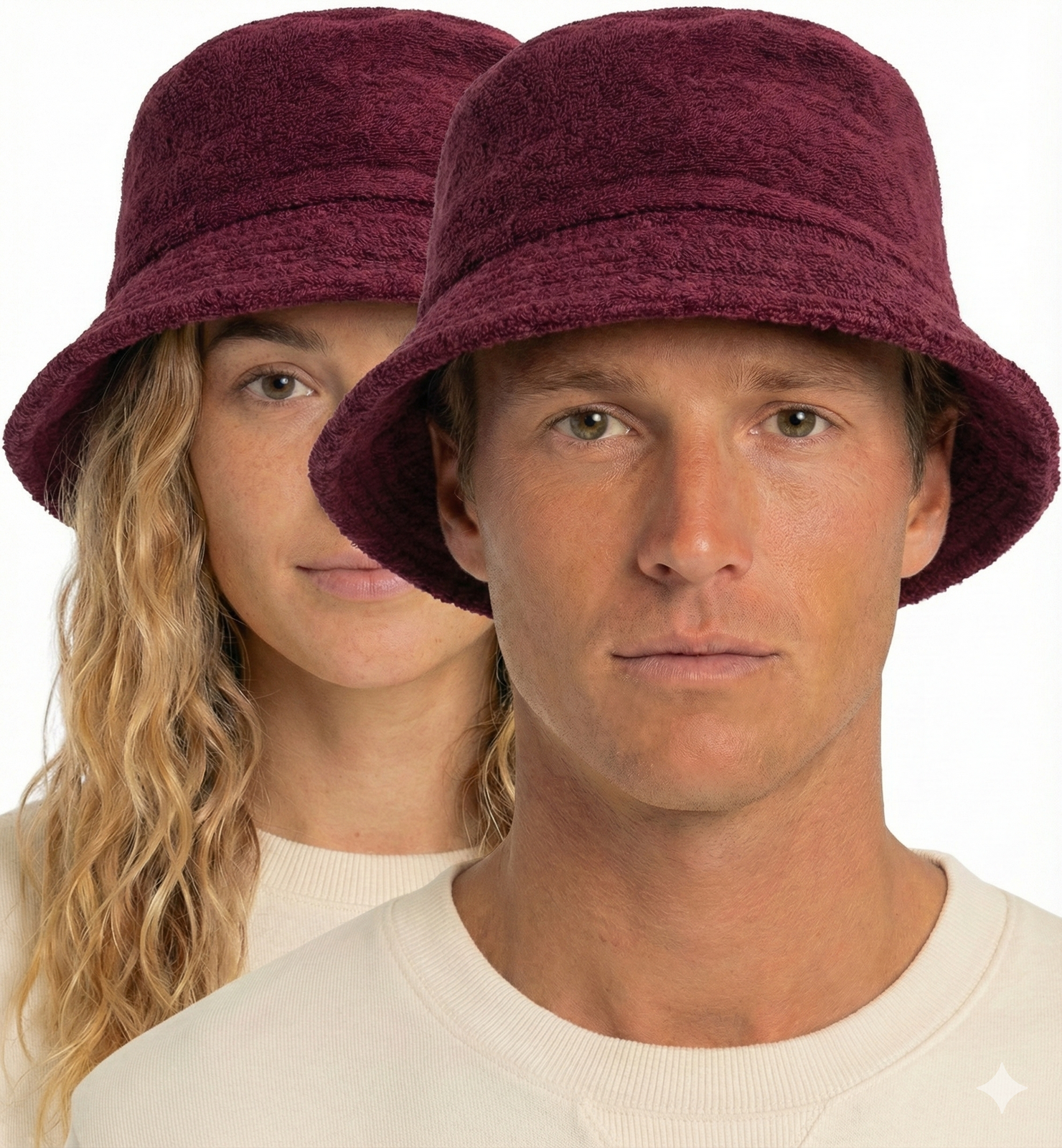 100% Cotton Terry Towelling Bucket Hat Daggy Fishing Camping Lad Cap in Burgundy - Large