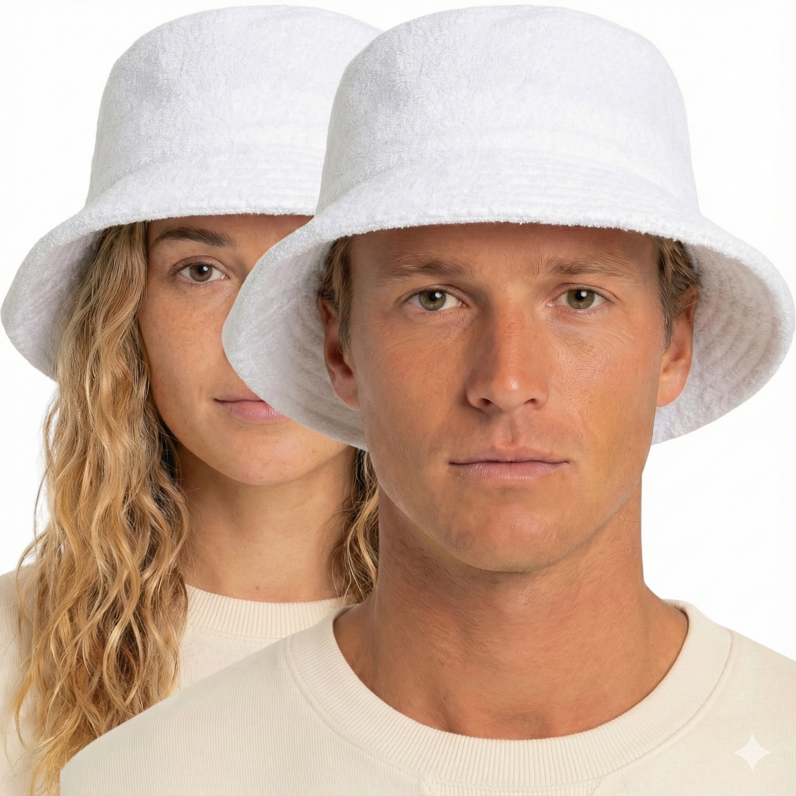 100% Cotton Terry Towelling Bucket Hat Daggy Fishing Camping Lad Cap in White - X-Large
