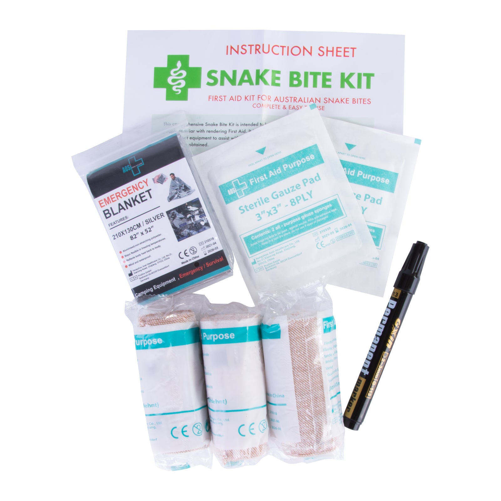 9‑Piece Australian Snake Bite First Aid Kit – Compact Outdoor Safety Pack (ARTG 400472)
