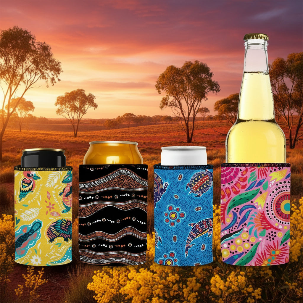Australian Stubby Cooler 4-Pack | Neoprene | Aussie Designs | Free Shipping  Highlights:
