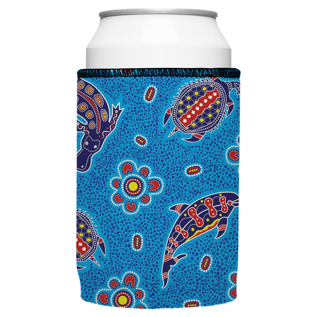 Australian Sea Stubby Cooler 2-Pack | Aboriginal Art Inspired | Aussie-Made | Free Shipping