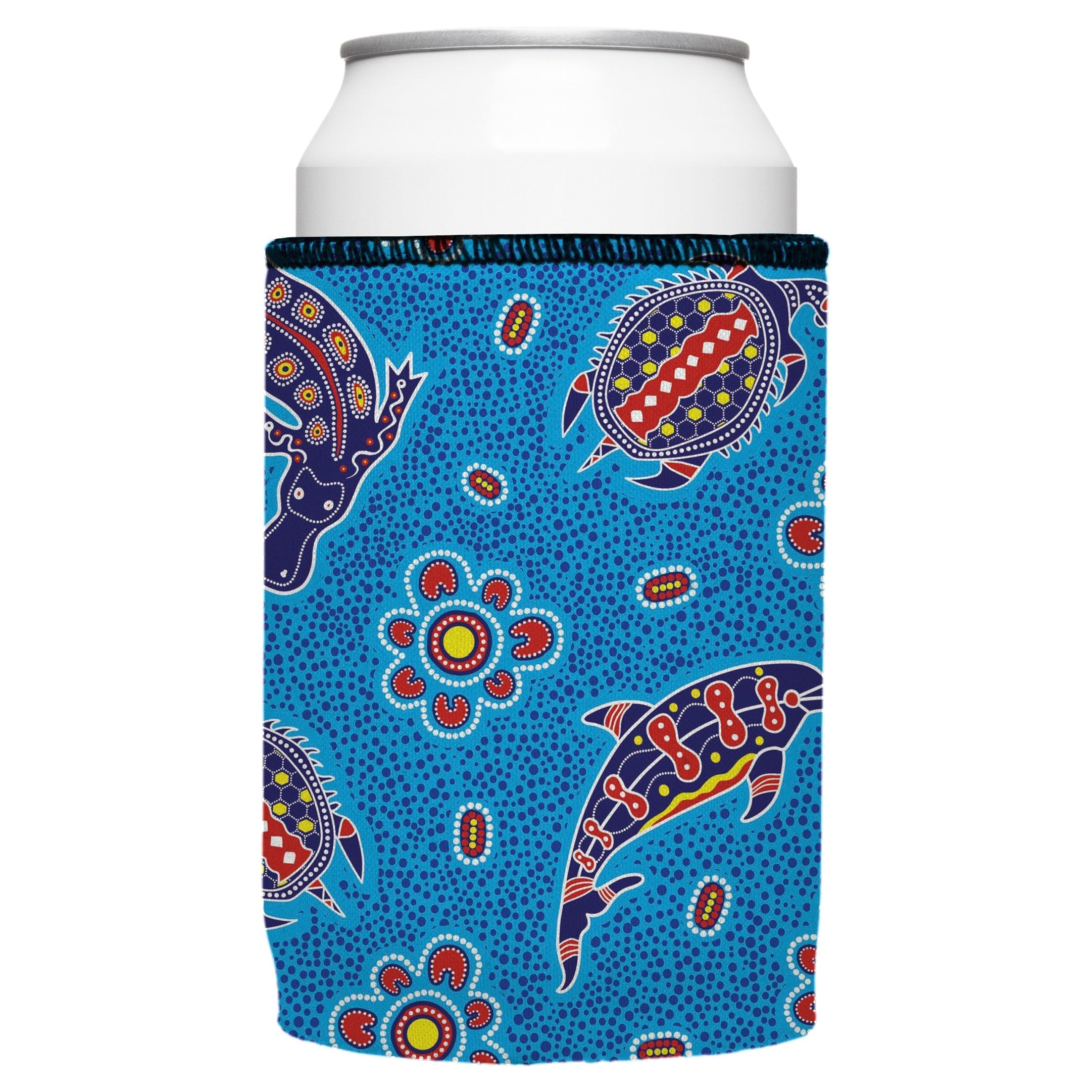 Australian Sea Stubby Cooler 2-Pack | Aboriginal Art Inspired | Aussie-Made | Free Shipping