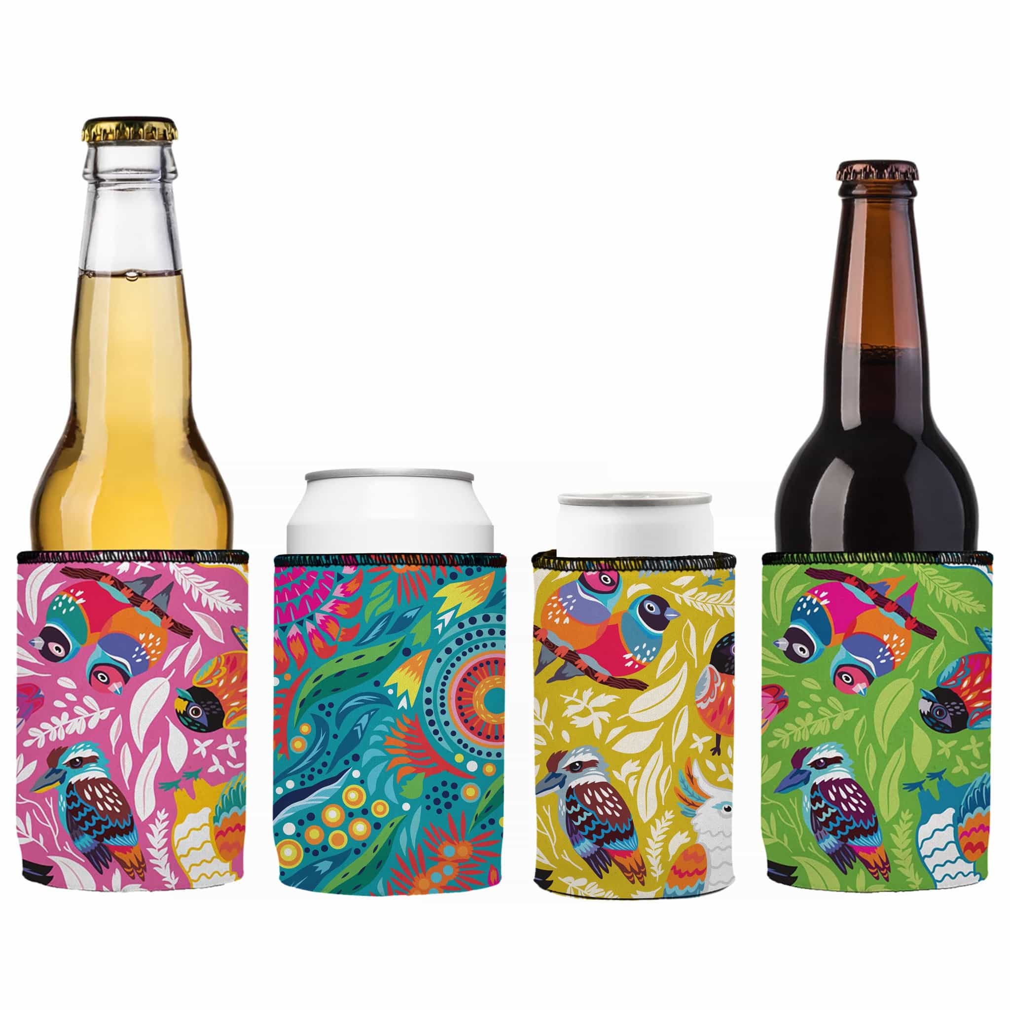 Waltzing Matilda Stubby Cooler 4-Pack | Neoprene | Aussie Design | Free Shipping