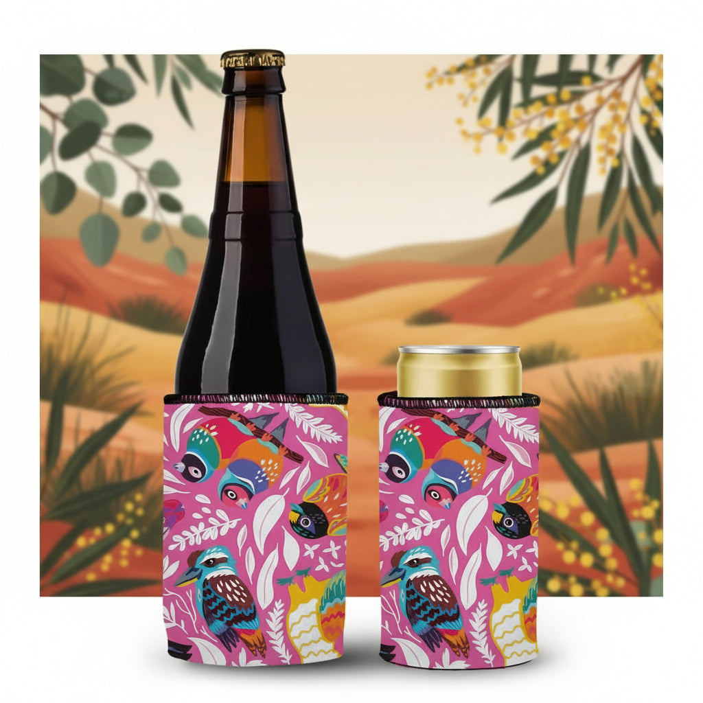 Aussie Birds Stubby Cooler 2-Pack | Neoprene | Aussie Wildlife Design | Free Shipping