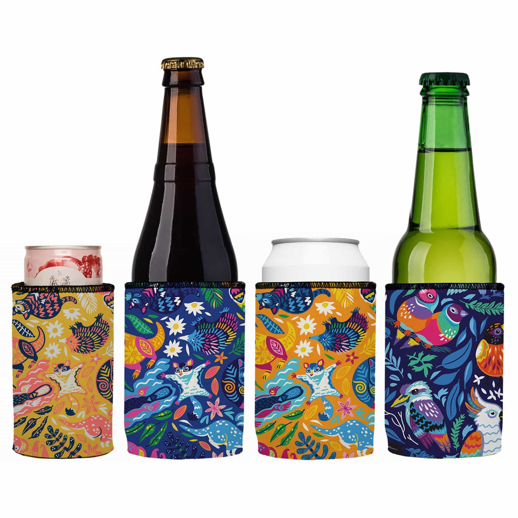 Wombat Magic Stubby Cooler 4-Pack | Neoprene | Aussie Animals Design | Free Shipping
